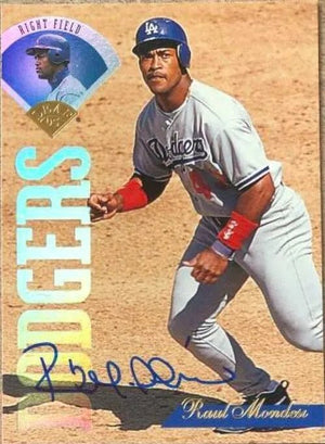 Raul Mondesi Signed 1995 Leaf Baseball Card - Los Angeles Dodgers