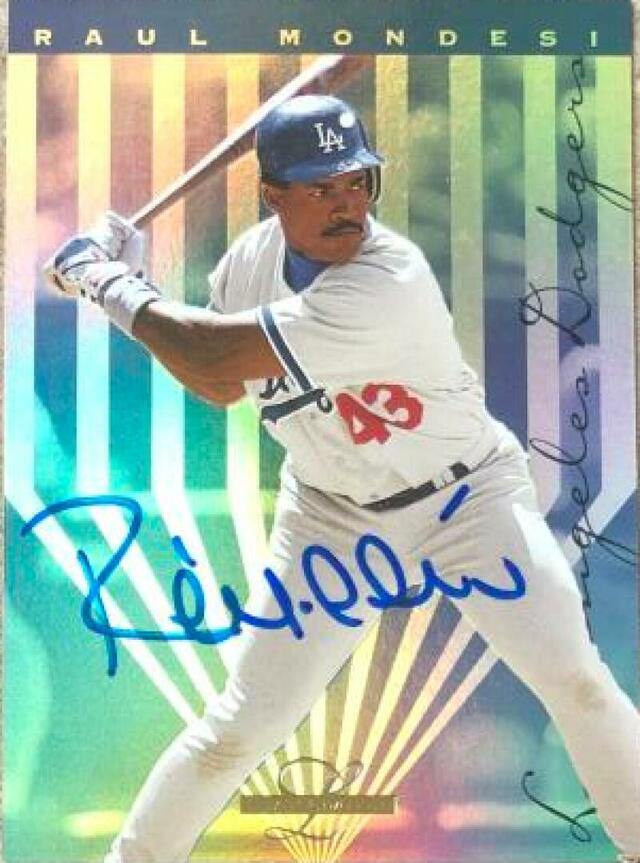 Raul Mondesi Signed 1995 Leaf Limited Gold Baseball Card - Los Angeles Dodgers - PastPros