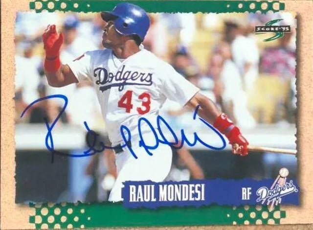 Raul Mondesi Signed 1995 Score Baseball Card - Los Angeles Dodgers