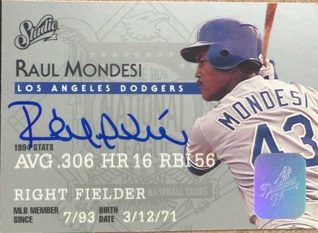 Raul Mondesi Signed 1995 Studio Baseball Card - Los Angeles Dodgers - PastPros
