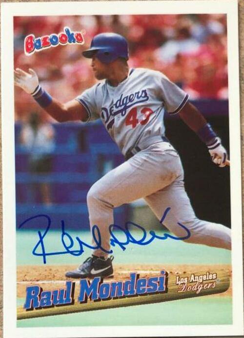 Raul Mondesi Signed 1996 Bazooka Baseball Card - Los Angeles Dodgers - PastPros
