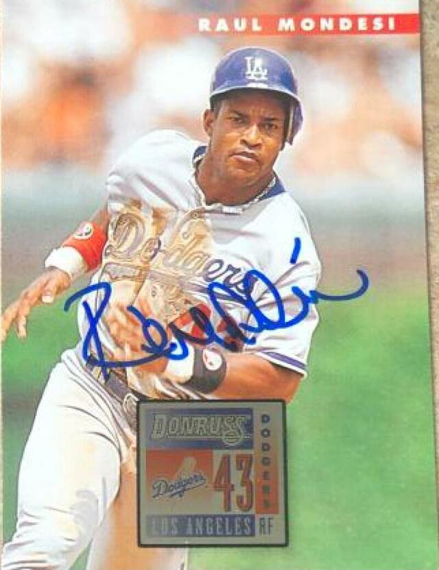 Raul Mondesi Signed 1996 Donruss Baseball Card - Los Angeles Dodgers - PastPros