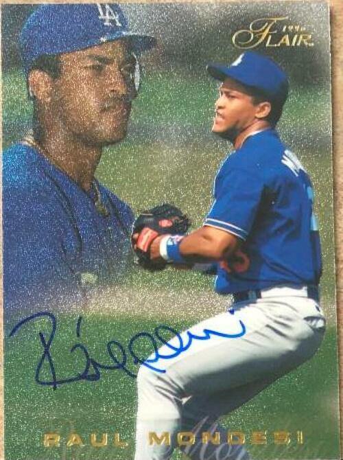 Raul Mondesi Signed 1996 Flair Baseball Card - Los Angeles Dodgers - PastPros