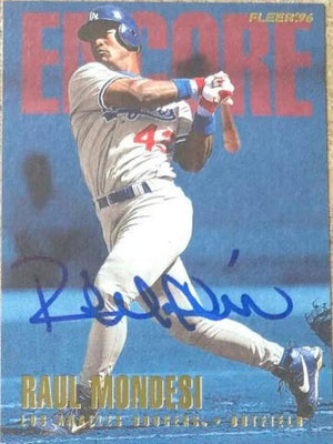 Raul Mondesi Signed 1996 Fleer Update Baseball Card - Los Angeles Dodgers