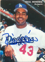 Raul Mondesi Signed 1996 Mother's Cookies Baseball Card - Los Angeles Dodgers - PastPros