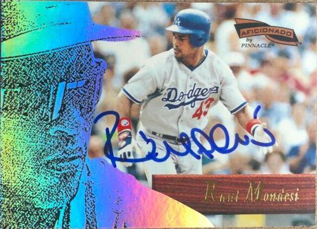 Raul Mondesi Signed 1996 Pinnacle Aficionado Baseball Card - Los Angeles Dodgers - PastPros