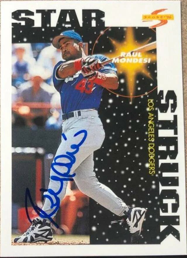 Raul Mondesi Signed 1996 Score Baseball Card - Los Angeles Dodgers