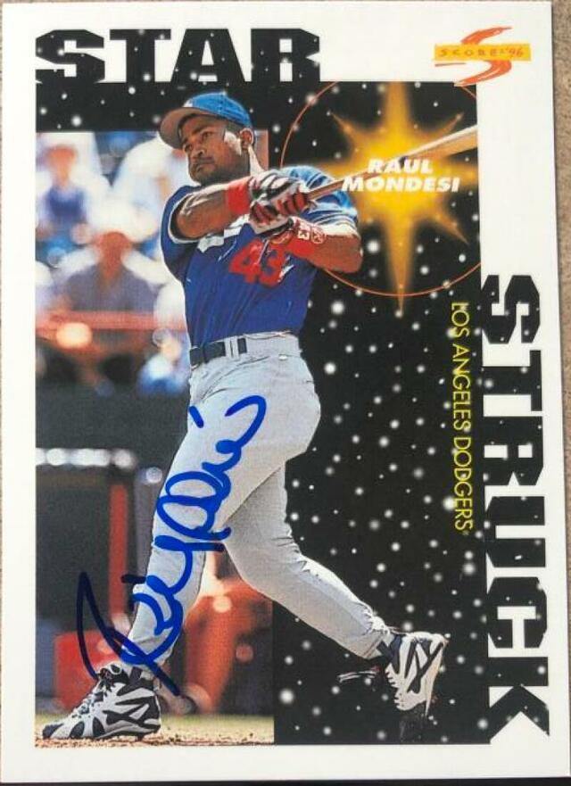 Raul Mondesi Signed 1996 Score Baseball Card - Los Angeles Dodgers - PastPros