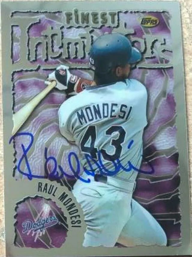 Raul Mondesi Signed 1996 Topps Finest Baseball Card - Los Angeles Dodgers