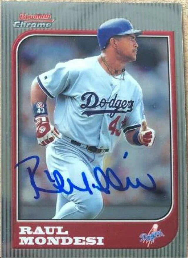 Raul Mondesi Signed 1997 Bowman Chrome Baseball Card - Los Angeles Dodgers