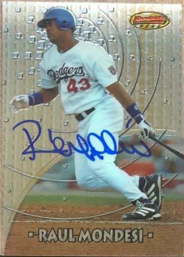 Raul Mondesi Signed 1997 Bowman's Best Baseball Card - Los Angeles Dodgers