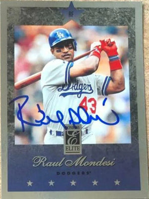 Raul Mondesi Signed 1997 Donruss Elite Baseball Card - Los Angeles Dodgers