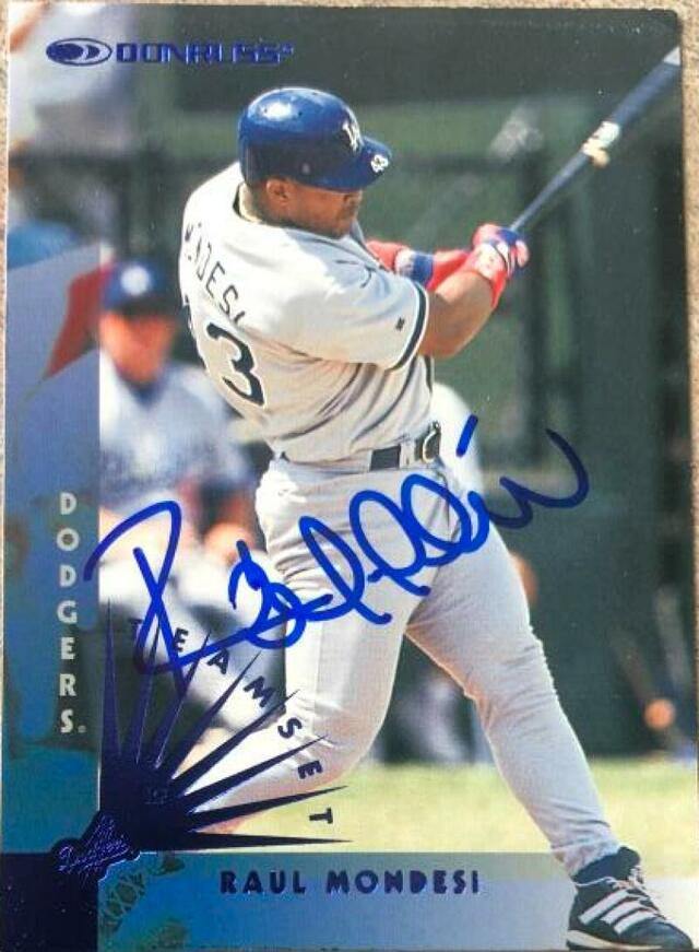 Raul Mondesi Signed 1997 Donruss Team Sets Baseball Card - Los Angeles Dodgers - PastPros
