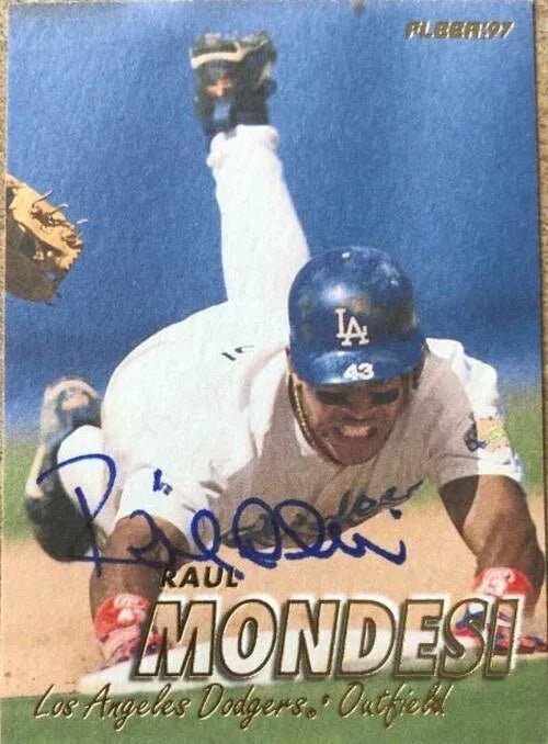 Raul Mondesi Signed 1997 Fleer Baseball Card - Los Angeles Dodgers