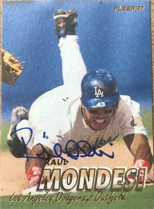 Raul Mondesi Signed 1997 Fleer Baseball Card - Los Angeles Dodgers - PastPros