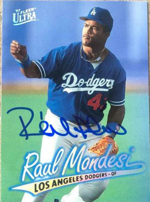 Raul Mondesi Signed 1997 Fleer Ultra Baseball Card - Los Angeles Dodgers - PastPros