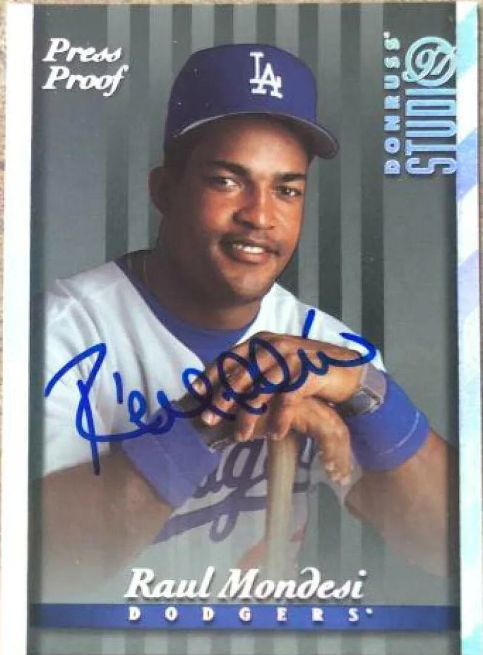 Raul Mondesi Signed 1997 Studio Press Proof Baseball Card - Los Angeles Dodgers