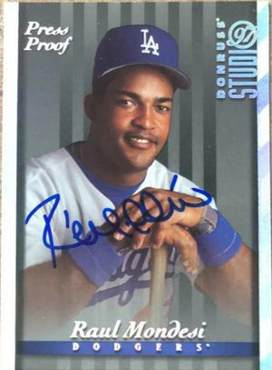 Raul Mondesi Signed 1997 Studio Press Proof Baseball Card - Los Angeles Dodgers