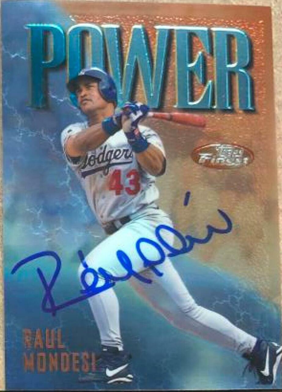 Raul Mondesi Signed 1997 Topps Finest Baseball Card - Los Angeles Dodgers - PastPros