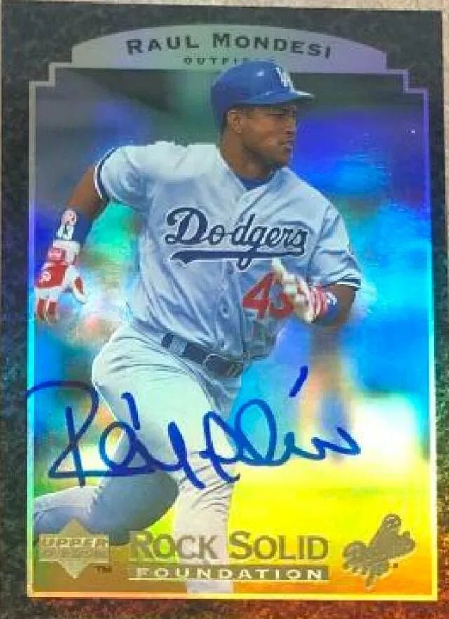 Raul Mondesi Signed 1997 Upper Deck Rock Solid Foundation Baseball Card - Los Angeles Dodgers