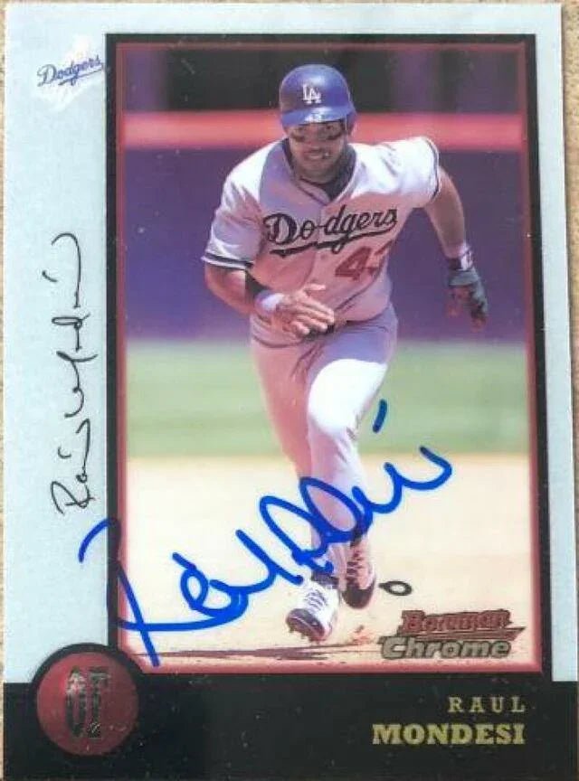 Raul Mondesi Signed 1998 Bowman Chrome Baseball Card - Los Angeles Dodgers