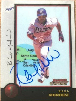 Raul Mondesi Signed 1998 Bowman Chrome International Baseball Card - Los Angeles Dodgers