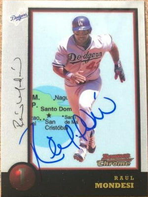 Raul Mondesi Signed 1998 Bowman Chrome International Baseball Card - Los Angeles Dodgers - PastPros