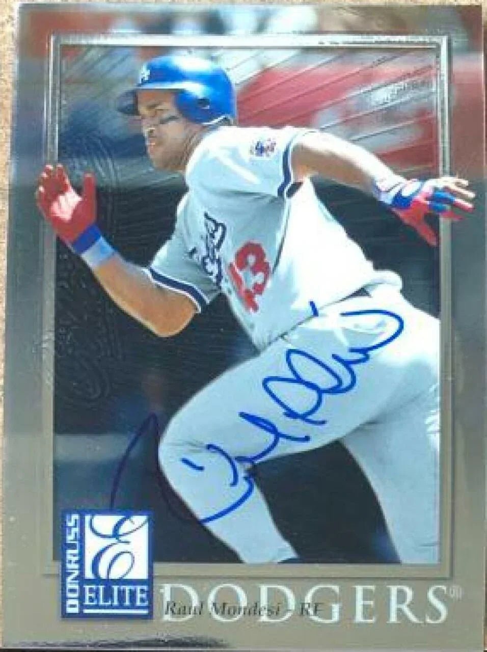Raul Mondesi Signed 1998 Donruss Collections Elite Baseball Card - Los Angeles Dodgers