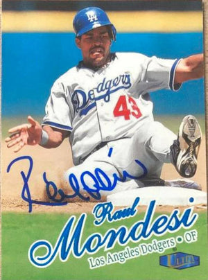 Raul Mondesi Signed 1998 Fleer Ultra Baseball Card - Los Angeles Dodgers