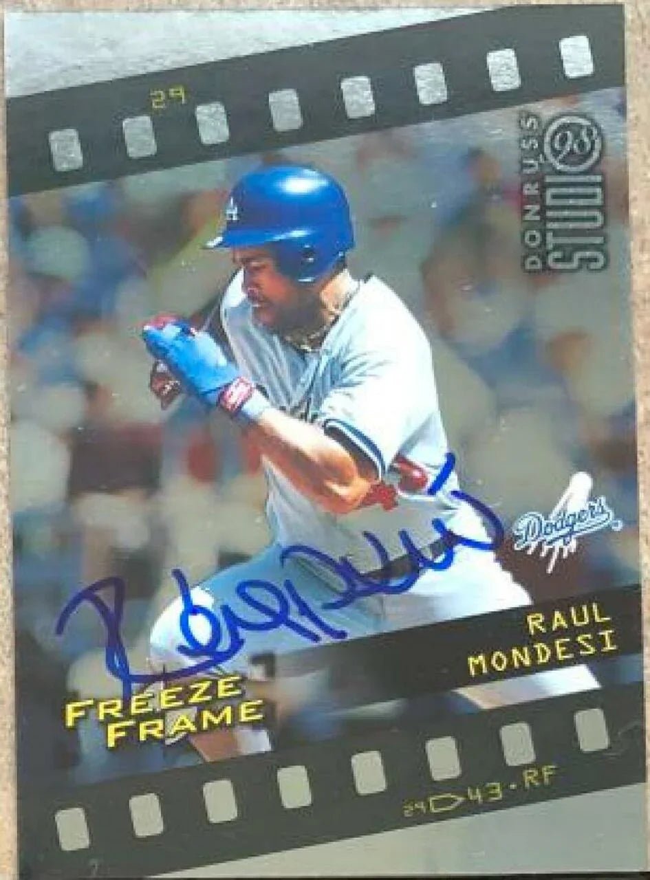 Raul Mondesi Signed 1998 Studio Freeze Frame Baseball Card - Los Angeles Dodgers