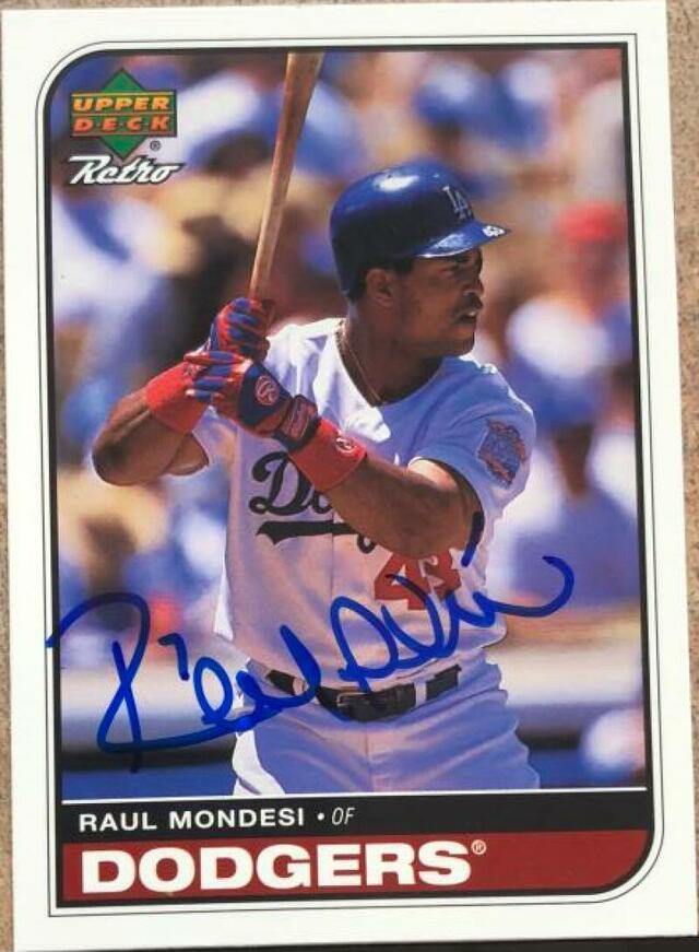 Raul Mondesi Signed 1998 Upper Deck Retro Baseball Card - Los Angeles Dodgers - PastPros
