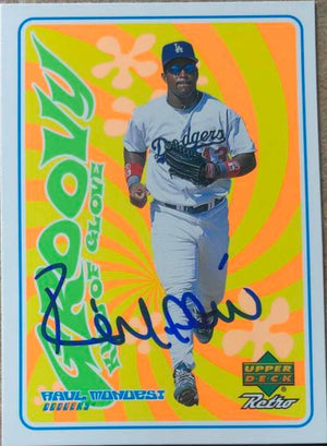 Raul Mondesi Signed 1998 Upper Deck Retro Groovy Kind of Glove Baseball Card - Los Angeles Dodgers - PastPros