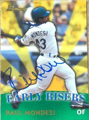 Raul Mondesi Signed 1999 Bowman Early Risers Baseball Card - Los Angeles Dodgers - PastPros