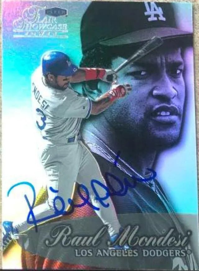 Raul Mondesi Signed 1999 Flair Showcard Row 3 Baseball Card - Los Angeles Dodgers