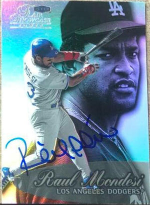 Raul Mondesi Signed 1999 Flair Showcard Row 3 Baseball Card - Los Angeles Dodgers - PastPros
