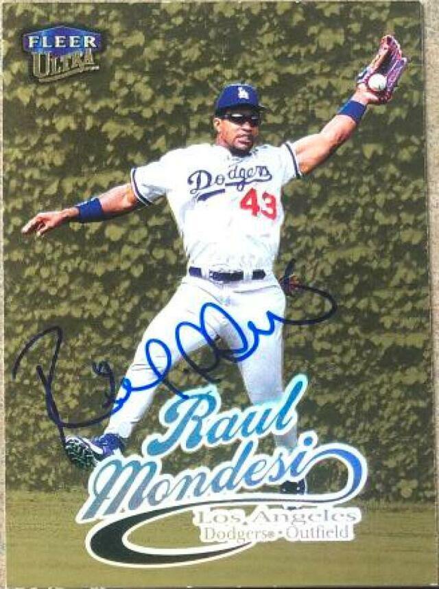 Raul Mondesi Signed 1999 Fleer Ultra Gold Medallion Baseball Card - Los Angeles Dodgers - PastPros