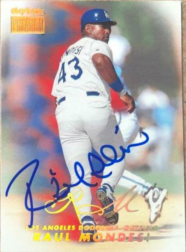 Raul Mondesi Signed 1999 Skybox Premium Baseball Card - Los Angeles Dodgers - PastPros