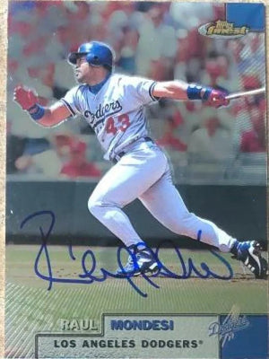 Raul Mondesi Signed 1999 Topps Finest Baseball Card - Los Angeles Dodgers