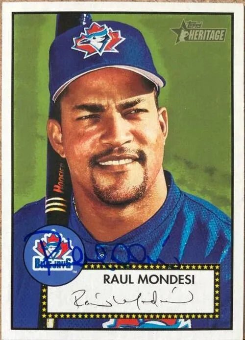 Raul Mondesi Signed 2001 Topps Heritage Baseball Card - Toronto Blue Jays