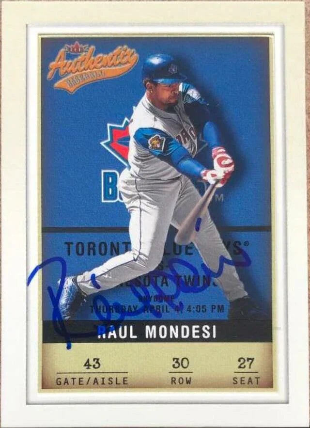 Raul Mondesi Signed 2002 Fleer Authentix Baseball Card - Toronto Blue Jays