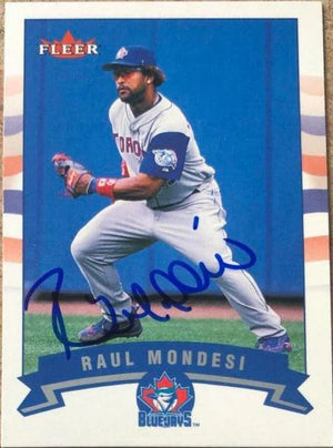 Raul Mondesi Signed 2002 Fleer Baseball Card - Toronto Blue Jays