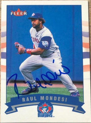 Raul Mondesi Signed 2002 Fleer Baseball Card - Toronto Blue Jays - PastPros