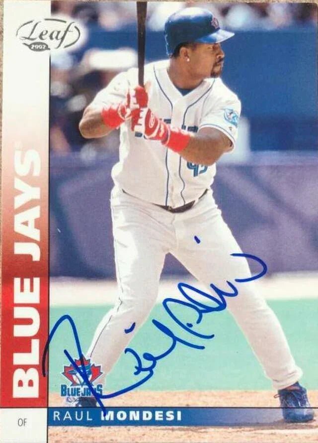 Raul Mondesi Signed 2002 Leaf Baseball Card - Toronto Blue Jays