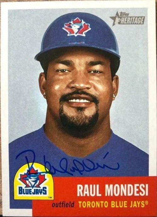 Raul Mondesi Signed 2002 Topps Heritage Baseball Card - Toronto Blue Jays