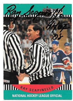 Ray Scapinello Signed 1990-91 Pro Set Hockey Card - Linesman - HOF - PastPros
