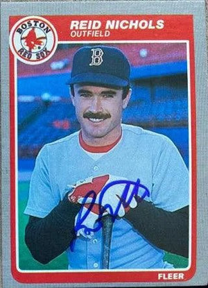 Reid Nichols Signed 1985 Fleer Baseball Card - Boston Red Sox