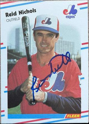 Reid Nichols Signed 1988 Fleer Baseball Card - Montreal Expos - PastPros
