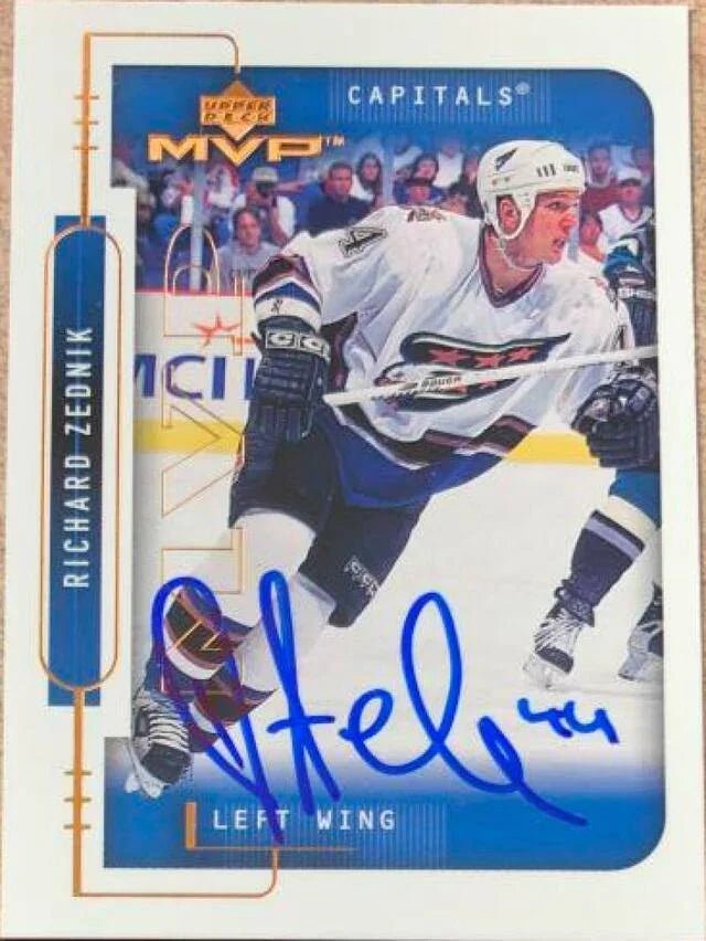 Richard Zednik Signed 1999-00 Upper Deck MVP Hockey Card - Washington Capitals