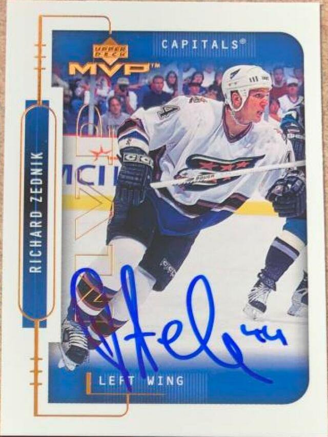 Richard Zednik Signed 1999-00 Upper Deck MVP Hockey Card - Washington Capitals - PastPros