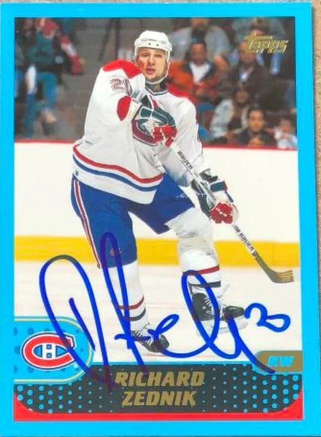 Richard Zednik Signed 2001-02 Topps Hockey Card - Montreal Canadiens